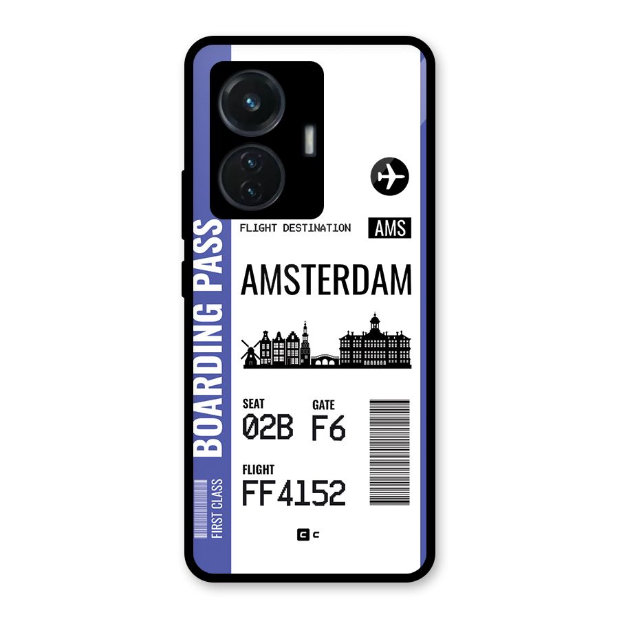 Amsterdam Boarding Pass Glass Back Case for iQOO Z6 44W