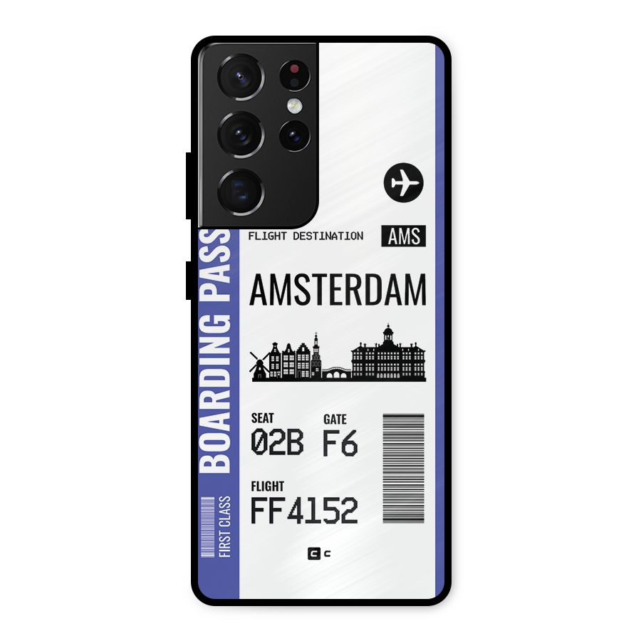 Amsterdam Boarding Pass Metal Back Case for Galaxy S21 Ultra 5G
