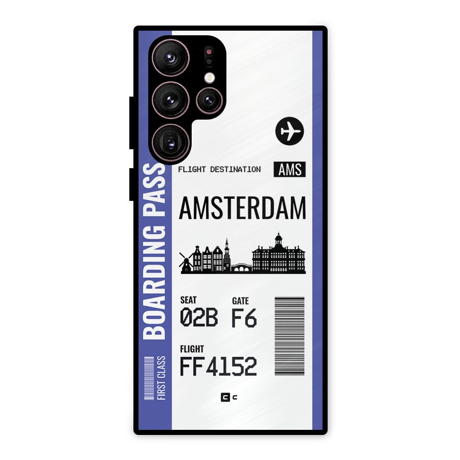 Amsterdam Boarding Pass Metal Back Case for Galaxy S22 Ultra 5G