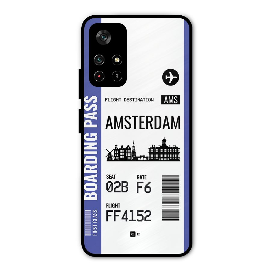 Amsterdam Boarding Pass Metal Back Case for Redmi Note 11T 5G
