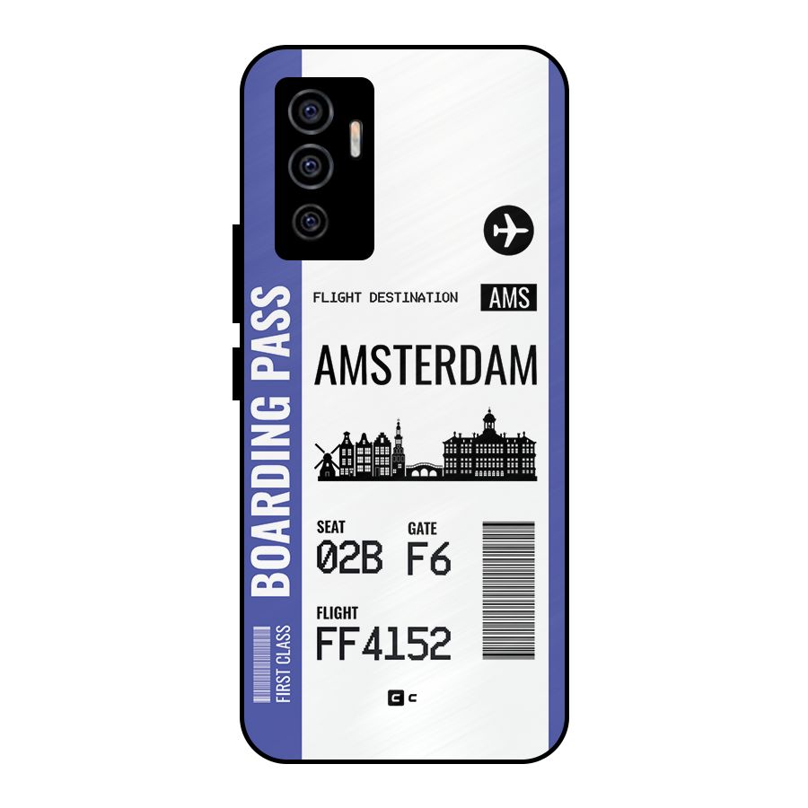 Amsterdam Boarding Pass Metal Back Case for Vivo V23e