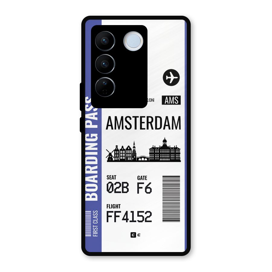 Amsterdam Boarding Pass Metal Back Case for Vivo V27
