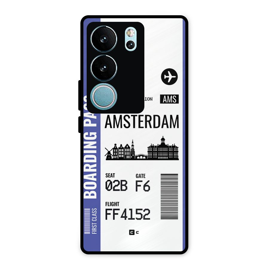 Amsterdam Boarding Pass Metal Back Case for Vivo V29