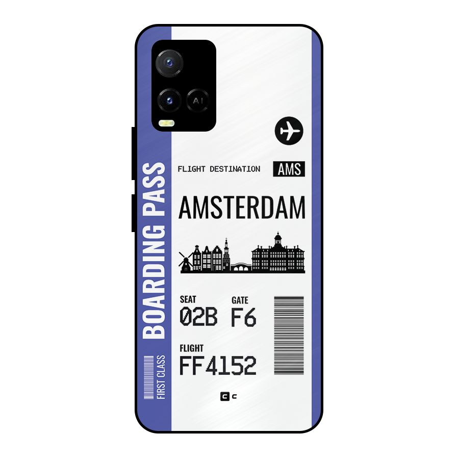 Amsterdam Boarding Pass Metal Back Case for Vivo Y21
