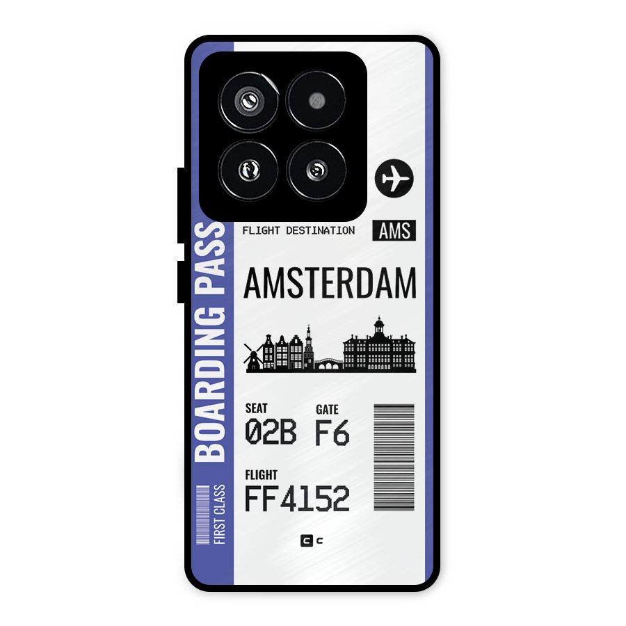 Amsterdam Boarding Pass Metal Back Case for Xiaomi 14 Pro