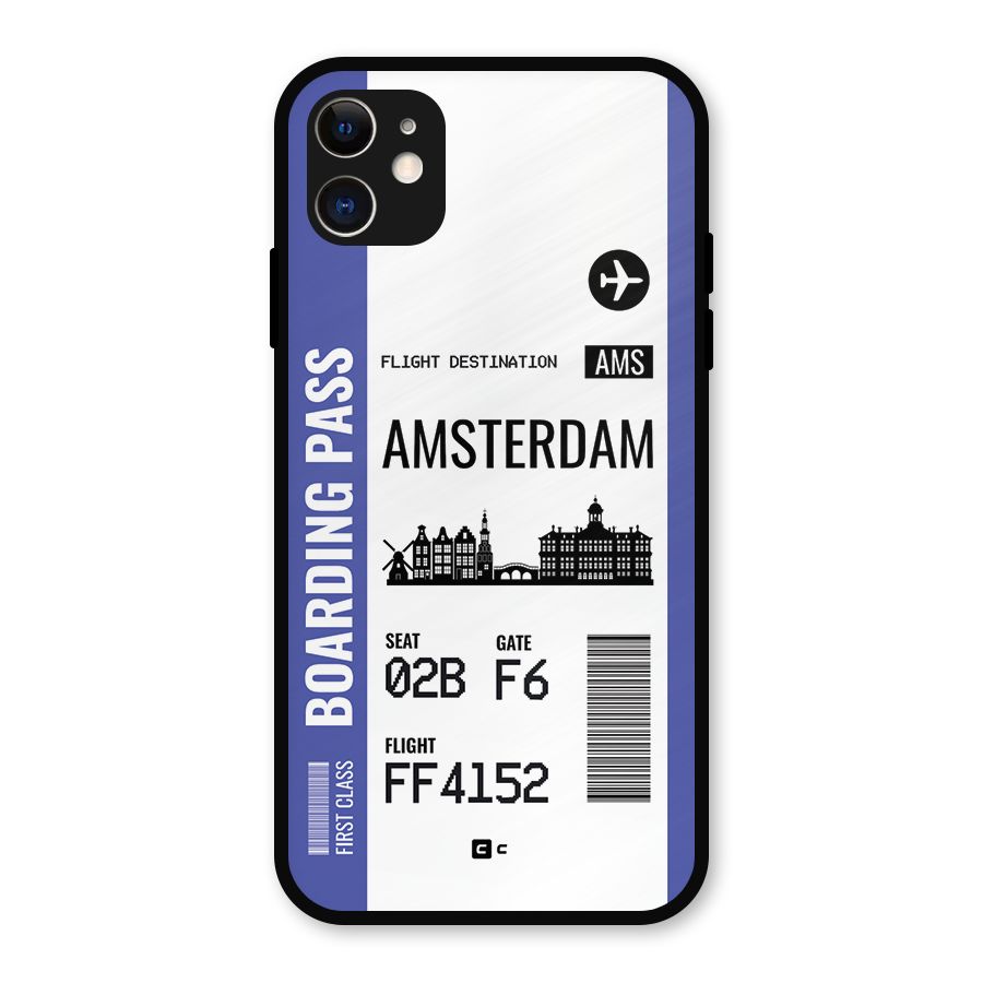 Amsterdam Boarding Pass Metal Back Case for iPhone 11