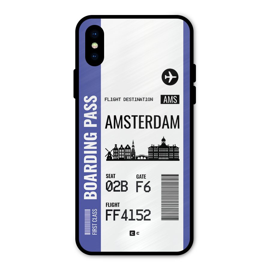 Amsterdam Boarding Pass Metal Back Case for iPhone XS