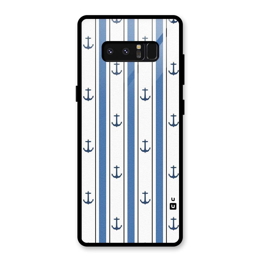 Anchor Stripe Lines Glass Back Case for Galaxy Note 8