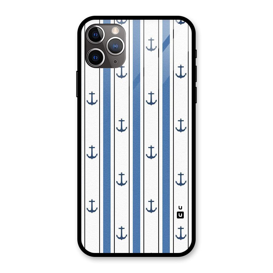 Anchor Stripe Lines Glass Back Case for iPhone 11 Pro Max