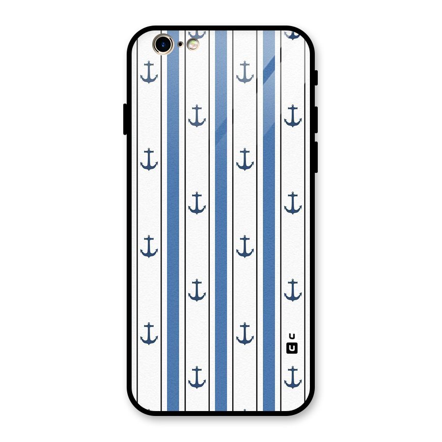 Anchor Stripe Lines Glass Back Case for iPhone 6 6S