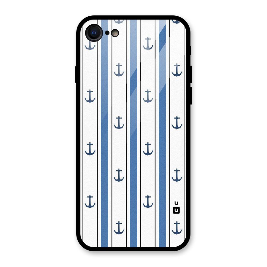 Anchor Stripe Lines Glass Back Case for iPhone 7