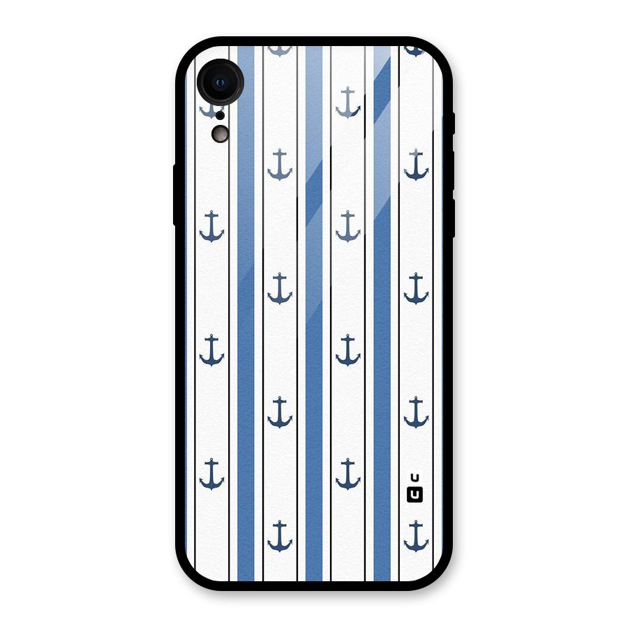 Anchor Stripe Lines Glass Back Case for iPhone XR