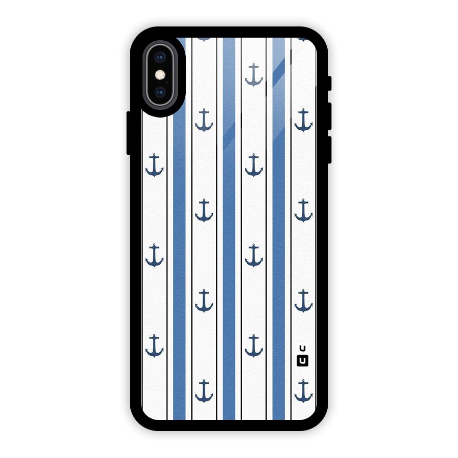 Anchor Stripe Lines Glass Back Case for iPhone XS Max