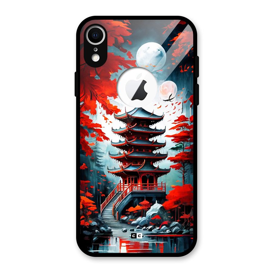 Ancient Painting Glass Back Case for iPhone XR Logo Cut