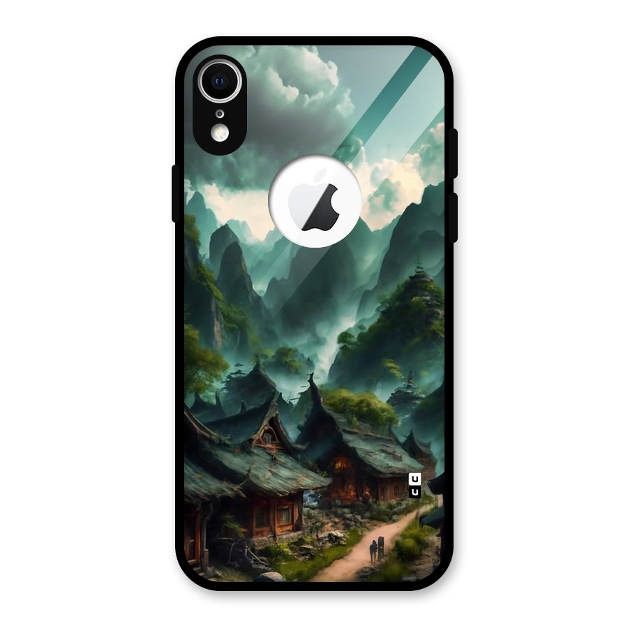 Ancient Village Glass Back Case for iPhone XR Logo Cut