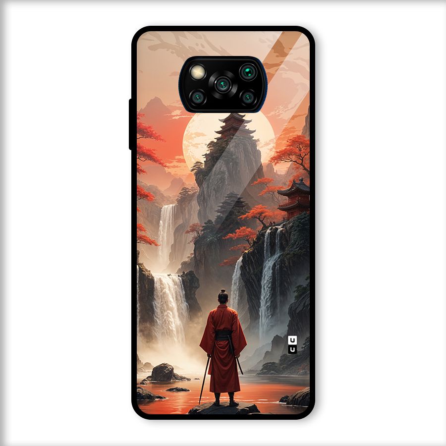 Ancient Waterfall Glass Back Case for Poco X3
