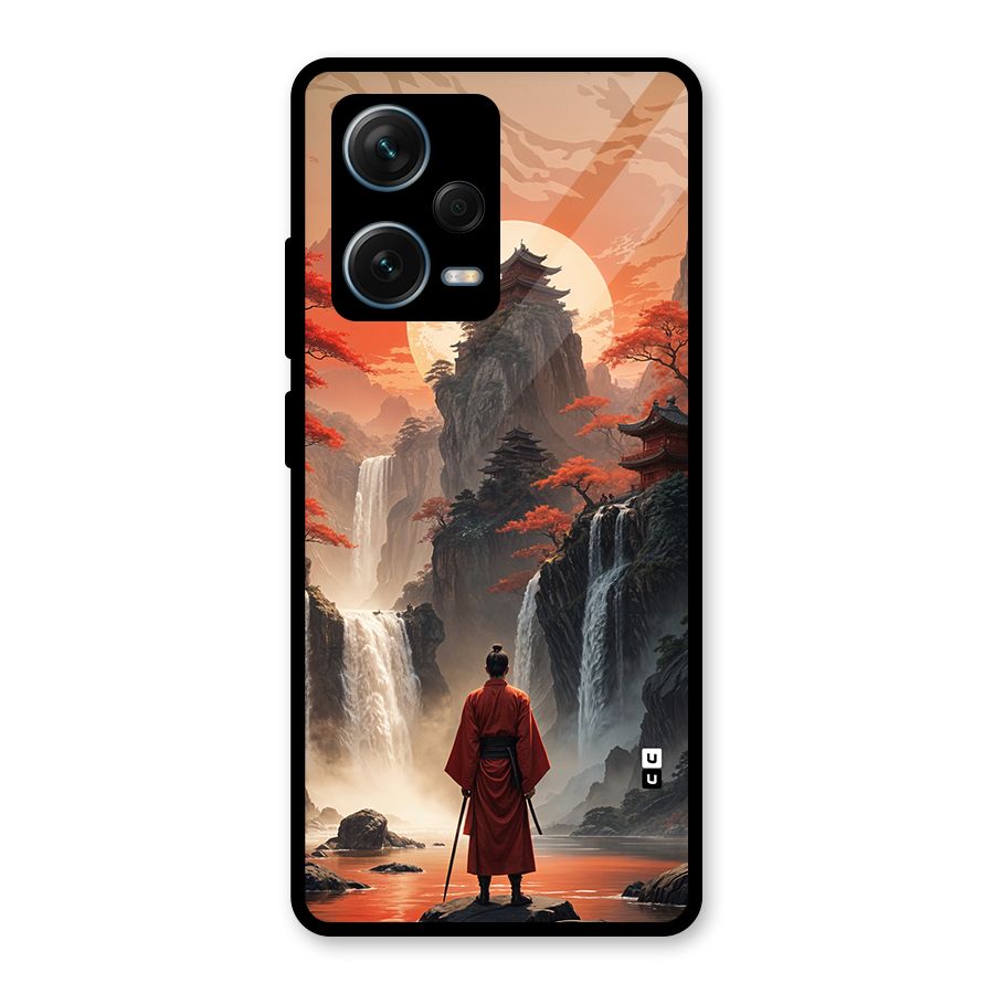 Ancient Waterfall Glass Back Case for Redmi Note 12 Pro Plus 5G