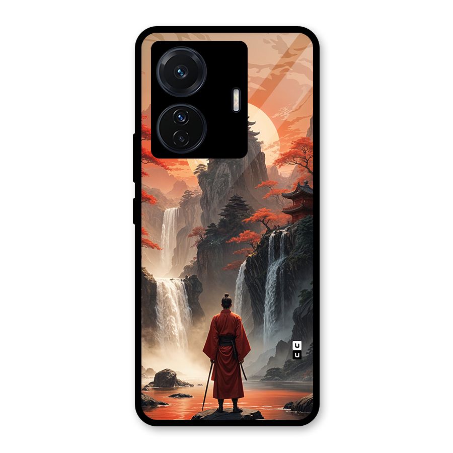 Ancient Waterfall Glass Back Case for Vivo T1 Pro