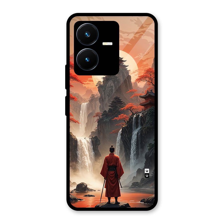 Ancient Waterfall Glass Back Case for Vivo Y22s