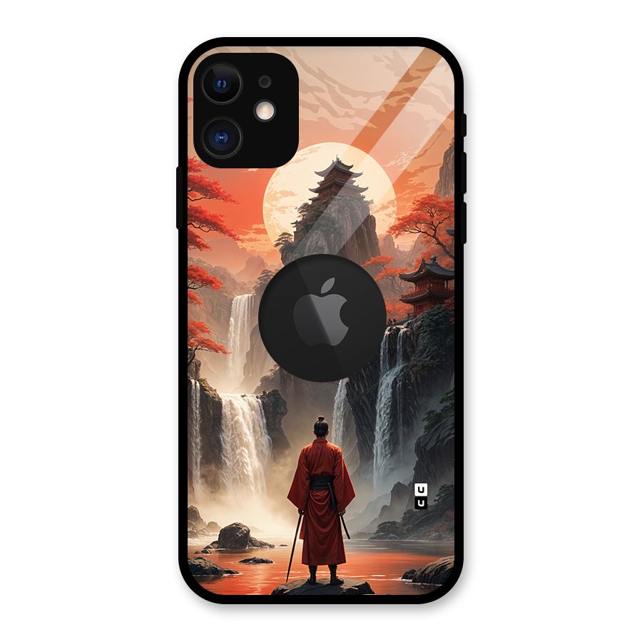 Ancient Waterfall Glass Back Case for iPhone 11 Logo Cut