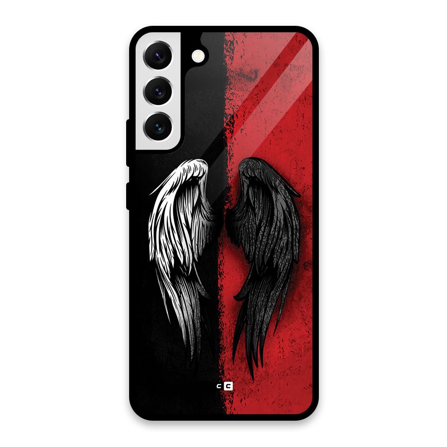 Angle Demon Wings Glass Back Case for Galaxy S22 Plus 5G