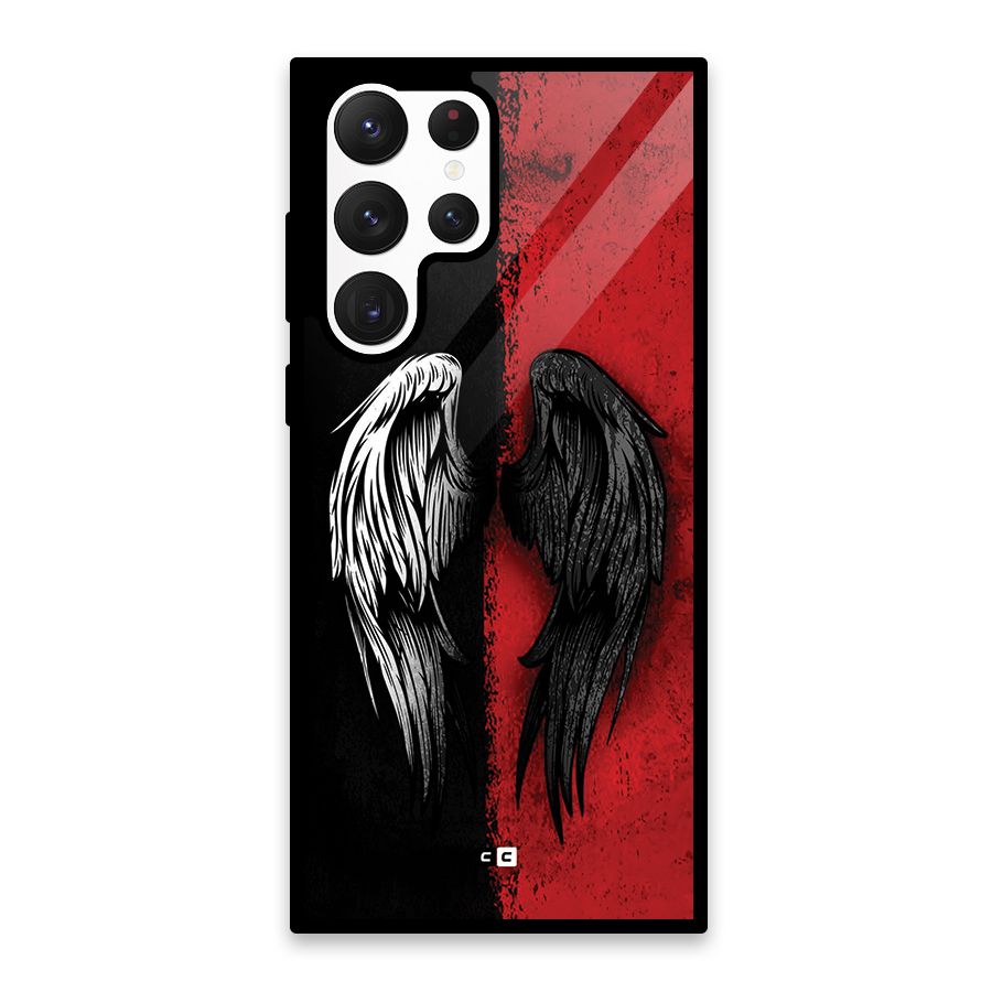 Angle Demon Wings Glass Back Case for Galaxy S22 Ultra 5G