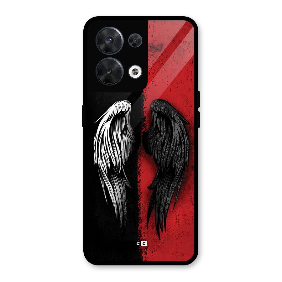 Angle Demon Wings Glass Back Case for Oppo Reno8 5G