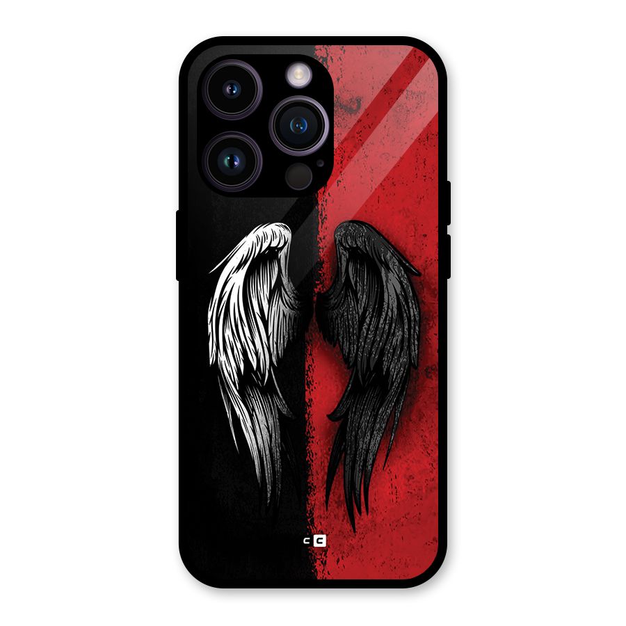 Angle Demon Wings Glass Back Case for iPhone 14 Pro
