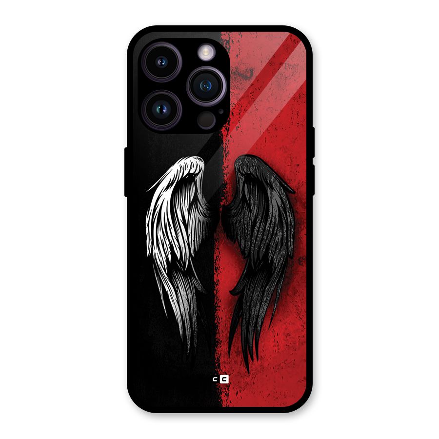 Angle Demon Wings Glass Back Case for iPhone 14 Pro Max