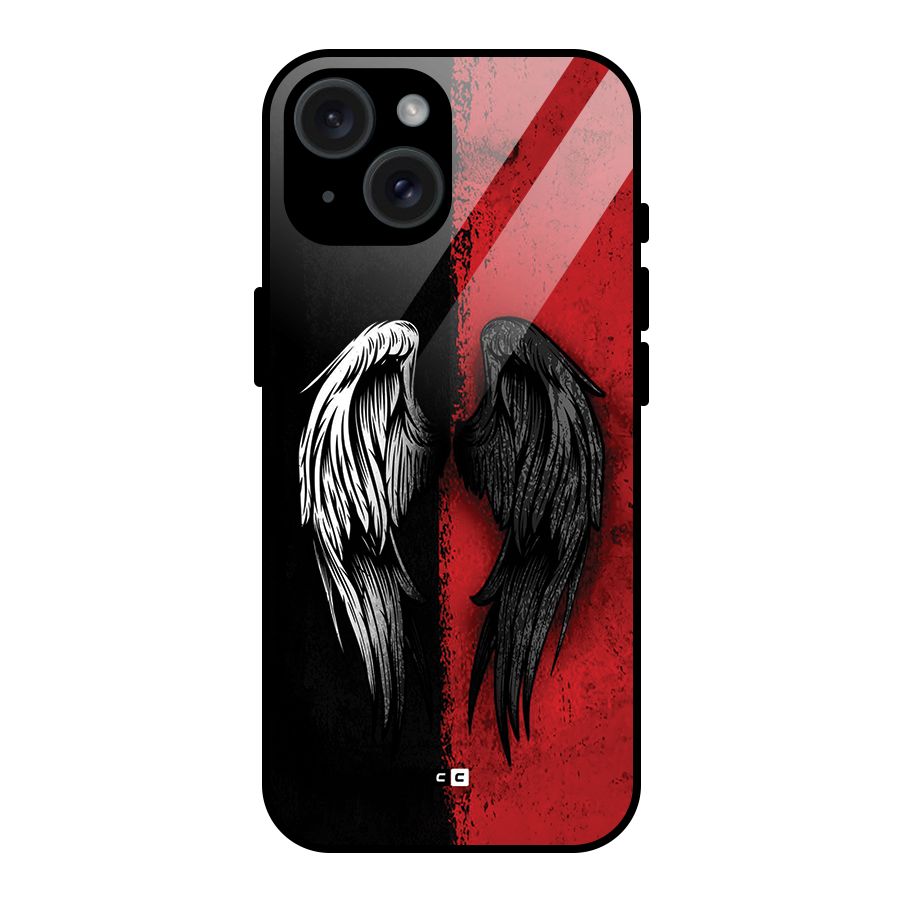 Angle Demon Wings Glass Back Case for iPhone 15