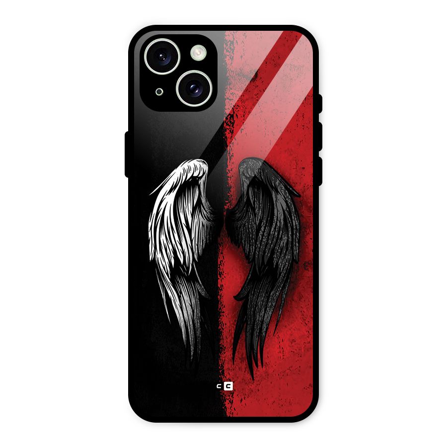 Angle Demon Wings Glass Back Case for iPhone 15 Plus