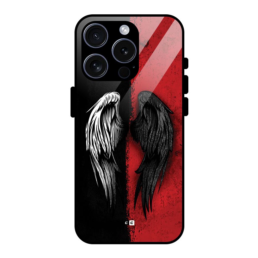 Angle Demon Wings Glass Back Case for iPhone 15 Pro