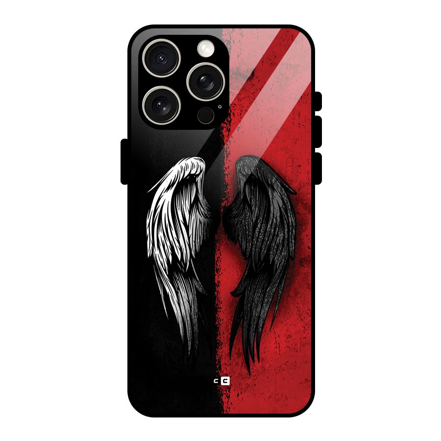Angle Demon Wings Glass Back Case for iPhone 15 Pro Max