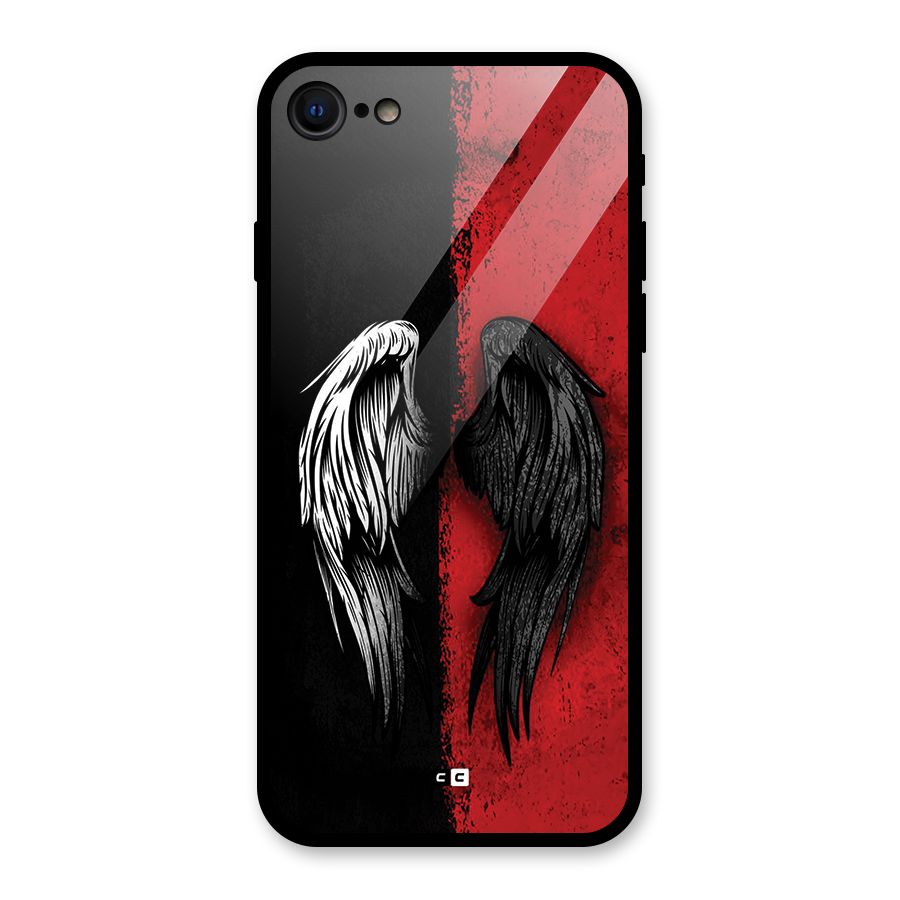 Angle Demon Wings Glass Back Case for iPhone SE 2022