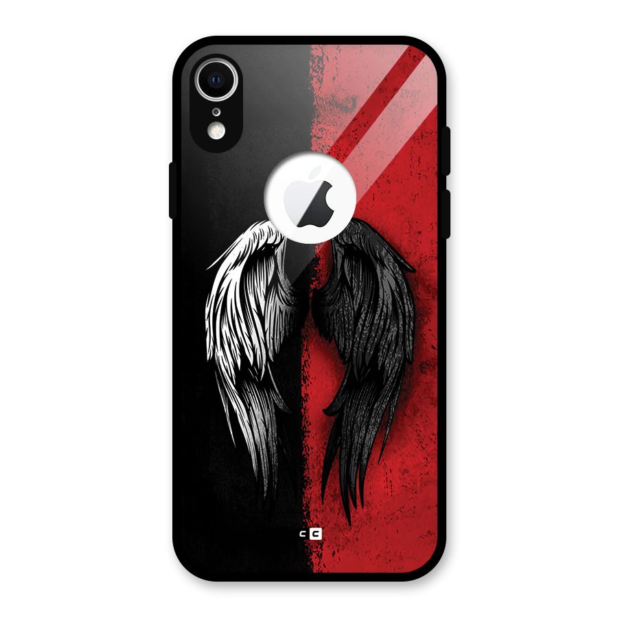 Angle Demon Wings Glass Back Case for iPhone XR Logo Cut