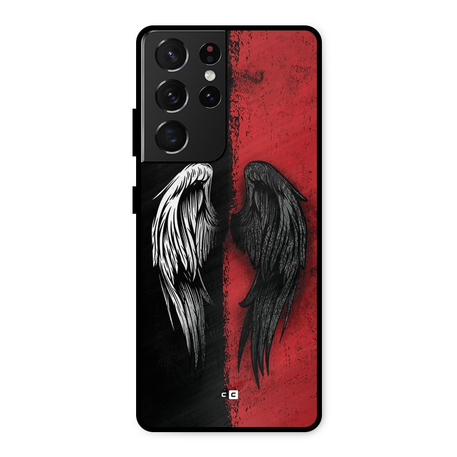 Angle Demon Wings Metal Back Case for Galaxy S21 Ultra 5G