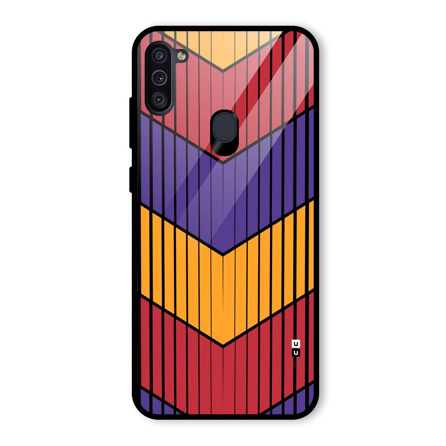 Angular Stripes Glass Back Case for Galaxy M11