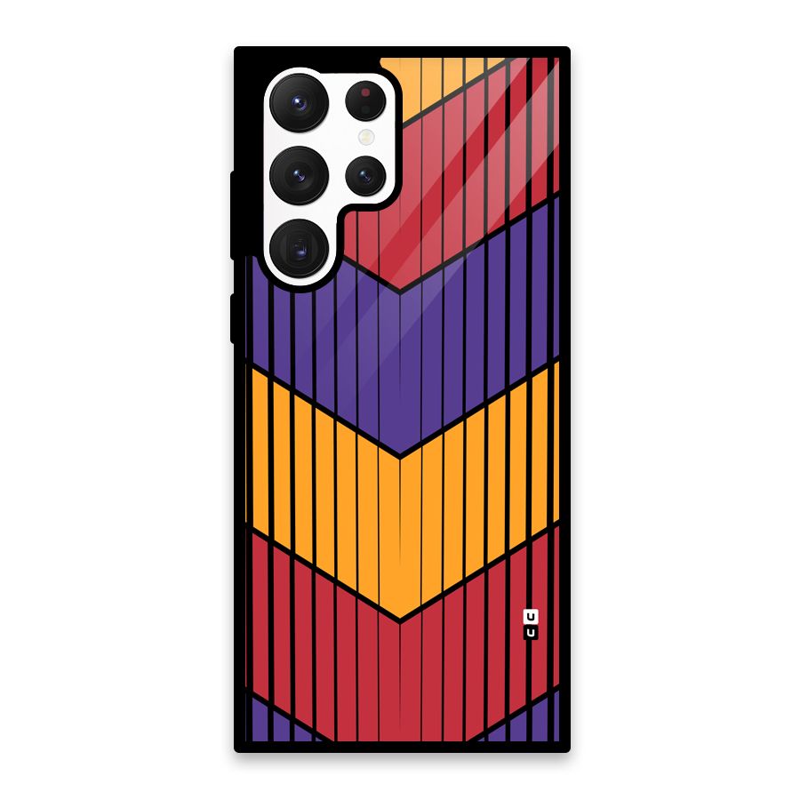 Angular Stripes Glass Back Case for Galaxy S22 Ultra 5G