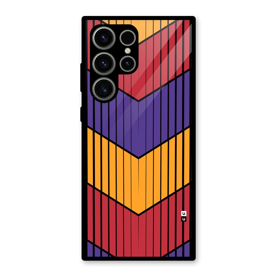Angular Stripes Glass Back Case for Galaxy S23 Ultra