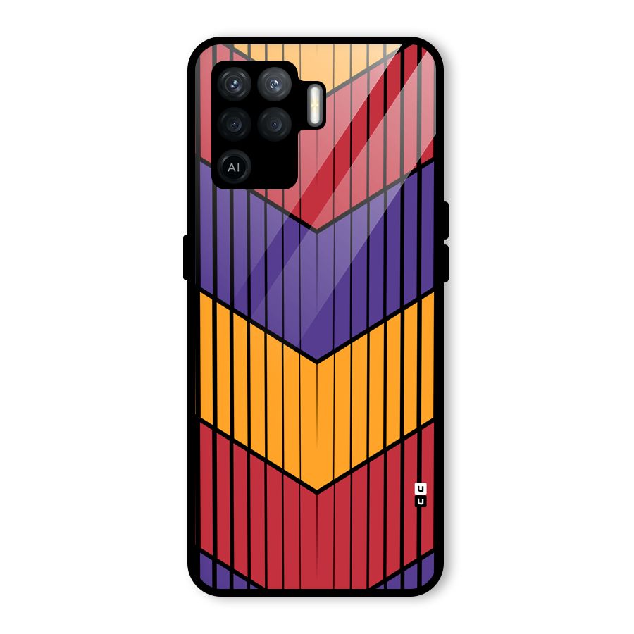 Angular Stripes Glass Back Case for Oppo F19 Pro