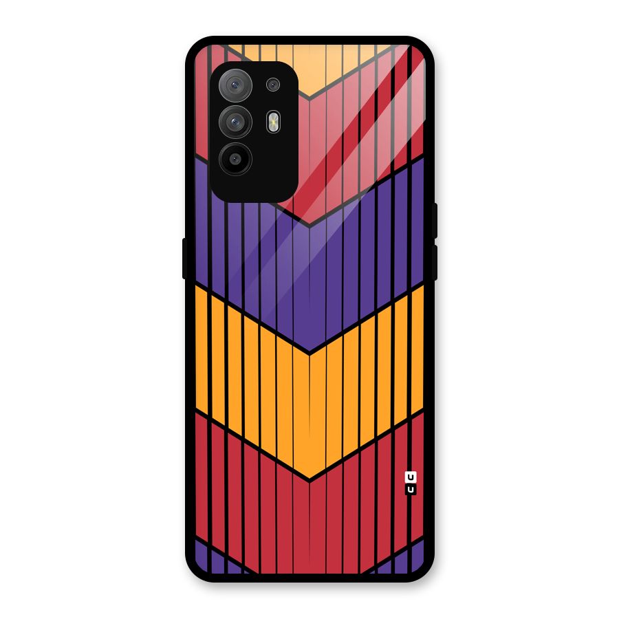 Angular Stripes Glass Back Case for Oppo F19 Pro Plus 5G