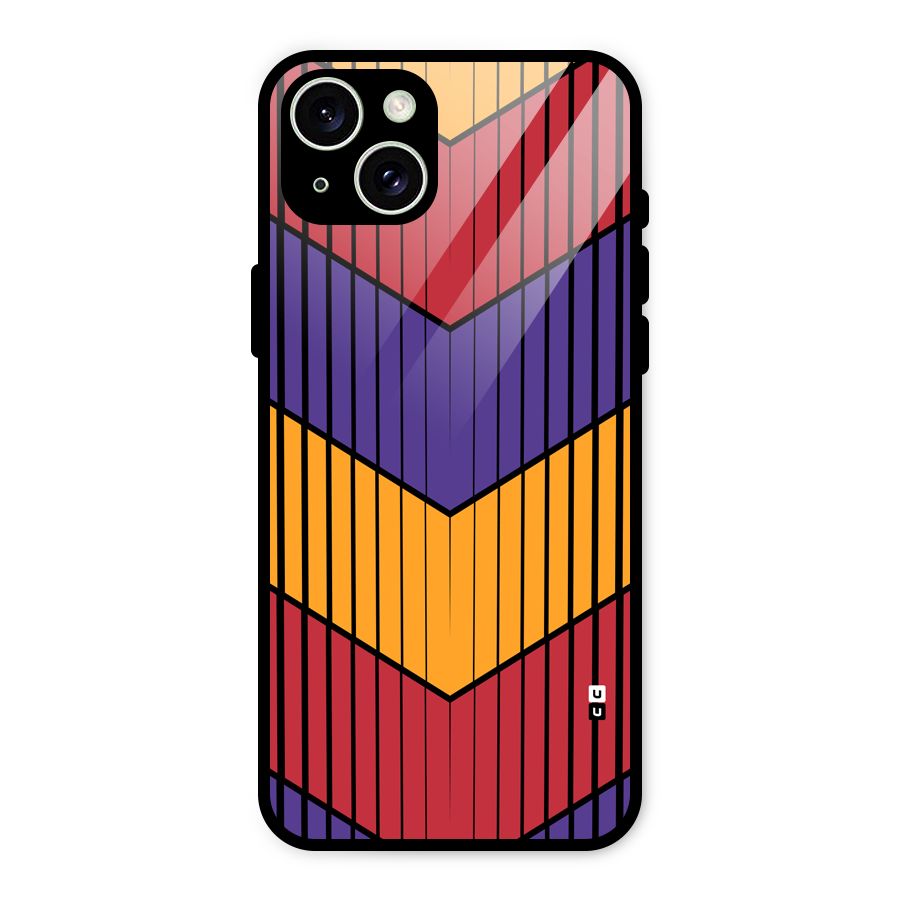 Angular Stripes Glass Back Case for iPhone 15 Plus