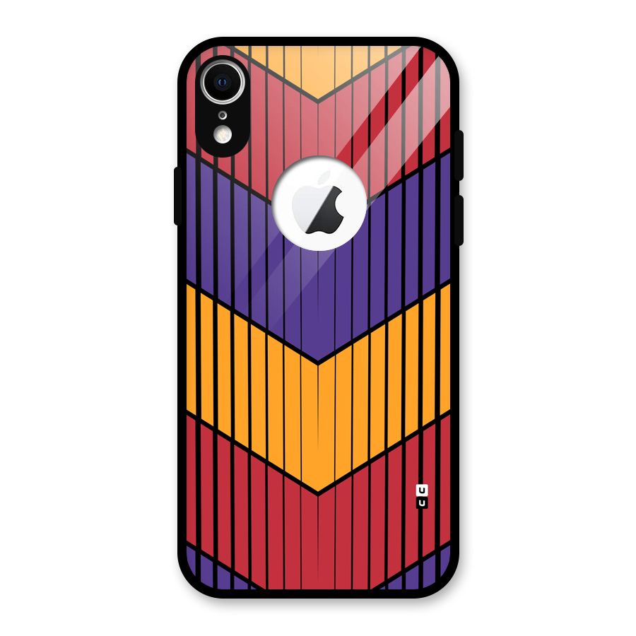 Angular Stripes Glass Back Case for iPhone XR Logo Cut