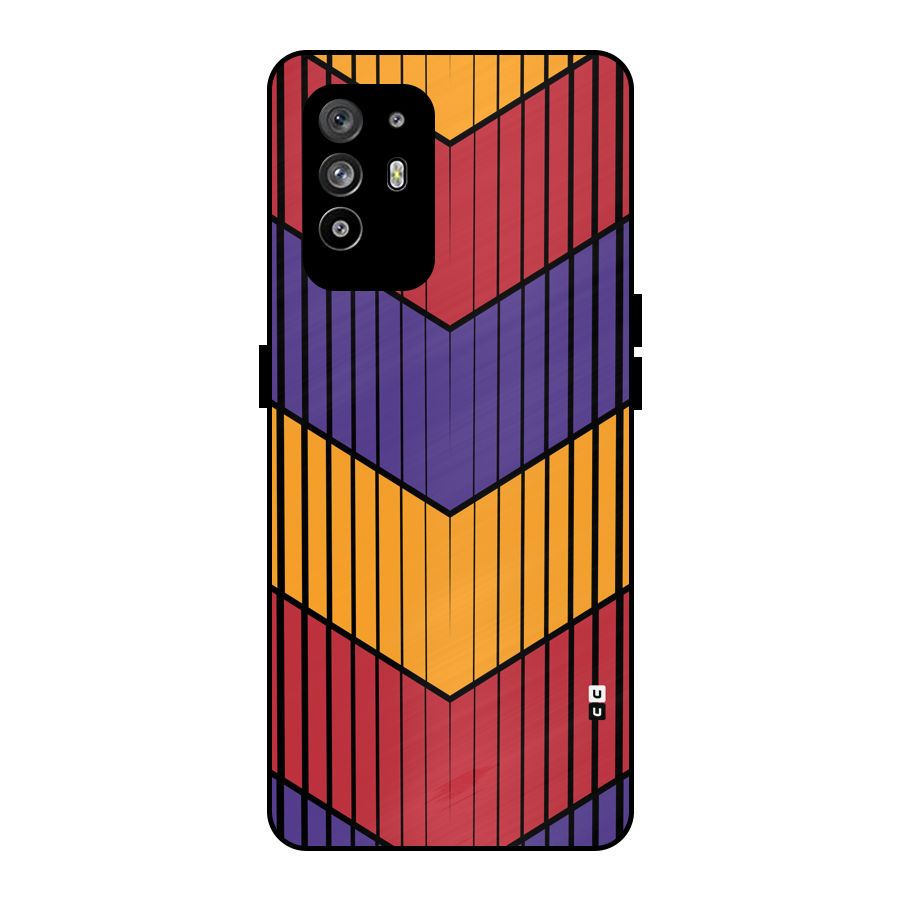 Angular Stripes Metal Back Case for Oppo F19 Pro Plus 5G