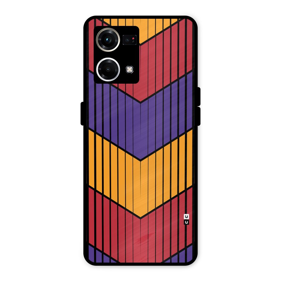 Angular Stripes Metal Back Case for Oppo F21 Pro 4G