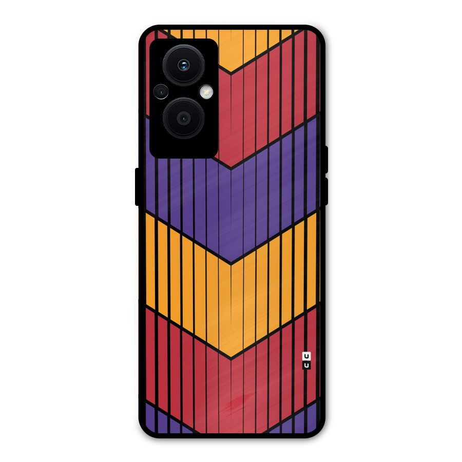 Angular Stripes Metal Back Case for Oppo F21 Pro 5G