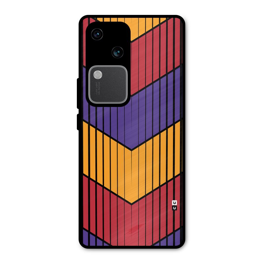 Angular Stripes Metal Back Case for Vivo V30 Pro