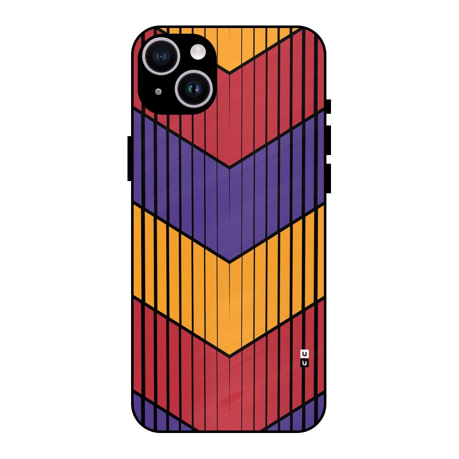 Angular Stripes Metal Back Case for iPhone 14 Plus