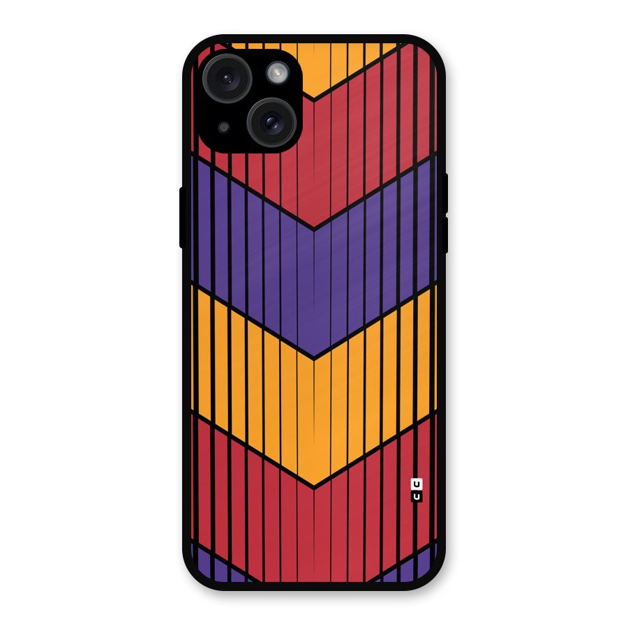 Angular Stripes Metal Back Case for iPhone 15 Plus