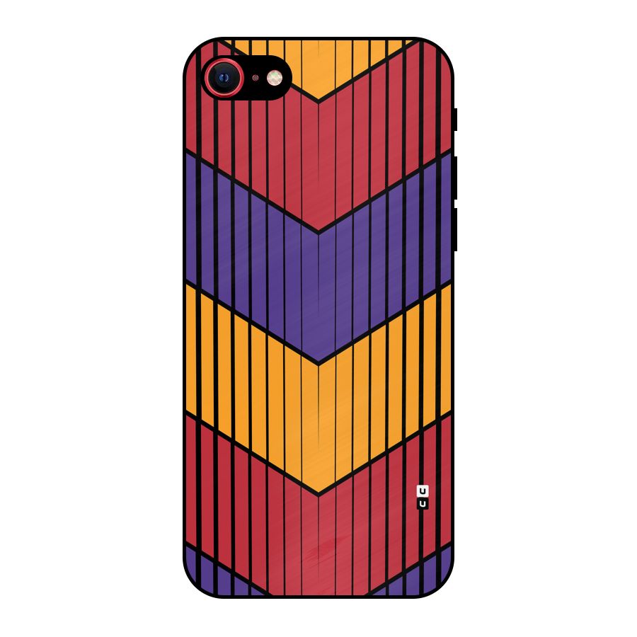 Angular Stripes Metal Back Case for iPhone SE 2022